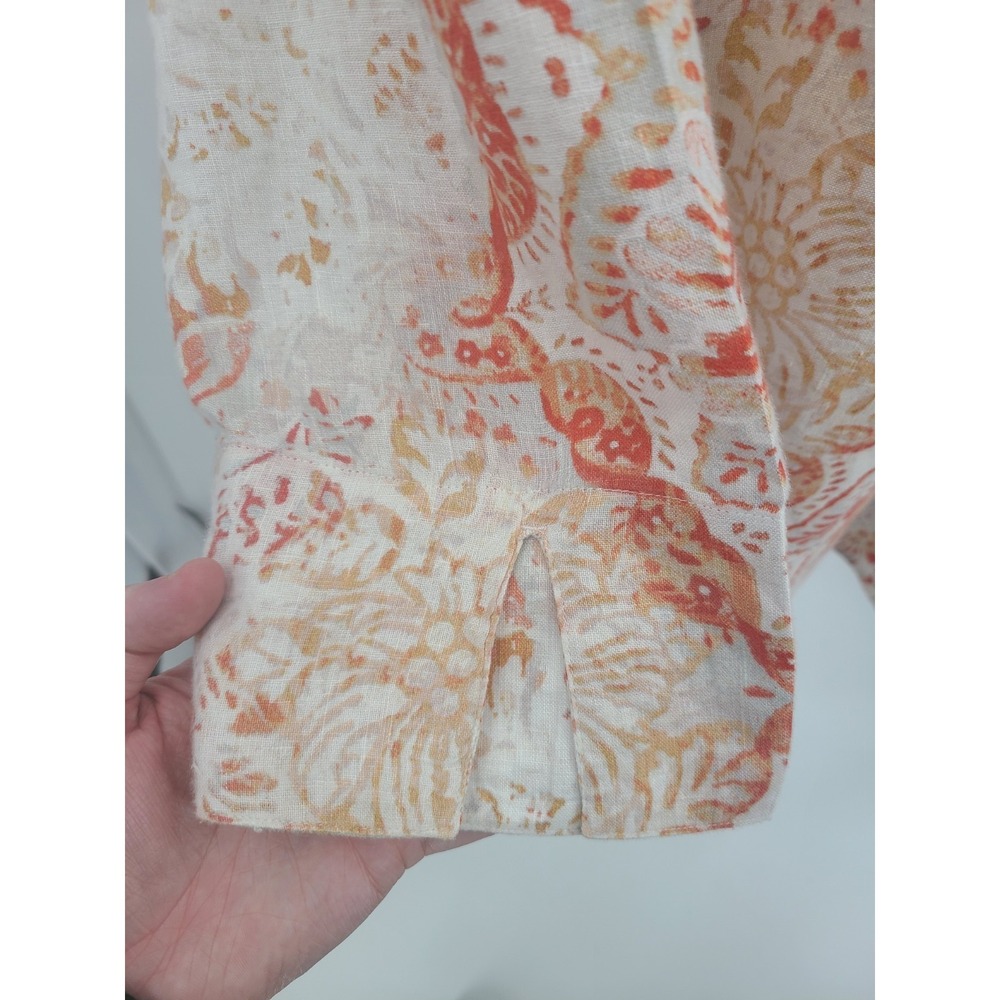 Chico's Linen Bohemian Tunic Women Sz 12 / 14 Artsy Resort Wear Floral Medallion - Picture 3 of 10